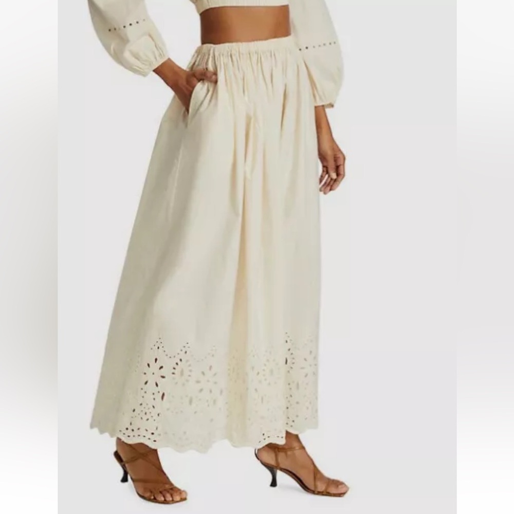 RHODE Audrey Embroidered Maxi Skirt - Ecru - Size XS NWT